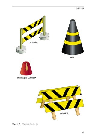 RTP - 03




                     SILVEIRÃO




                                              CONE




     SINALIZAÇÃO LUMINOSA




                                   CAVALETE




Figura 10 – Tipos de sinalização



                                                          19
 