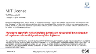 #ESCBOS
MIT License
The MIT License (MIT)
Copyright (c) [year] [fullname]
Permission is hereby granted, free of charge, to any person obtaining a copy of this software and associated documentation files
(the "Software"), to deal in the Software without restriction, including without limitation the rights to use, copy, modify, merge,
publish, distribute, sublicense, and/or sell copies of the Software, and to permit persons to whom the Software is furnished to do
so, subject to the following conditions:
The above copyright notice and this permission notice shall be included in
all copies or substantial portions of the Software.
THE SOFTWARE IS PROVIDED "AS IS", WITHOUT WARRANTY OF ANY KIND, EXPRESS OR IMPLIED, INCLUDING BUT NOT LIMITED TO
THE WARRANTIES OF MERCHANTABILITY, FITNESS FOR A PARTICULAR PURPOSE AND NONINFRINGEMENT. IN NO EVENT SHALL THE
AUTHORS OR COPYRIGHT HOLDERS BE LIABLE FOR ANY CLAIM, DAMAGES OR OTHER LIABILITY, WHETHER IN AN ACTION OF
CONTRACT, TORT OR OTHERWISE, ARISING FROM, OUT OF OR IN CONNECTION WITH THE SOFTWARE OR THE USE OR OTHER
DEALINGS IN THE SOFTWARE.
http://opensource.org/licenses/MIT
 