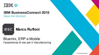 © 2015 IBM Corporation
Marco Ruffoni
Bluemix, ERP e Mobile
l’esperienza di esc per il manufacturing
 