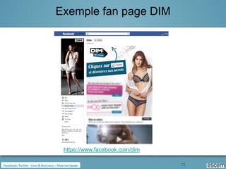 Exemple fan page DIM




 https://www.facebook.com/dim

                                72
 