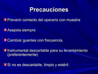 PPrreeccaauucciioonneess 
PPrreevveenniirr ccoonnttaaccttoo ddeell ooppeerraarriioo ccoonn mmuueessttrraa 
AAsseeppssiiaa ssiieemmpprree 
CCaammbbiiaarr gguuaanntteess ccoonn ffrreeccuueenncciiaa.. 
IInnssttrruummeennttaall ddeessccaarrttaabbllee ppaarraa ssuu lleevvaannttaammiieennttoo 
((pprreeffeerreenntteemmeennttee)) 
SSii nnoo eess ddeessccaarrttaabbllee,, lliimmppiioo yy eessttéérriill.. 
 