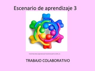 Escenario de aprendizaje 3




      Fuente:http://www.cepgranada.org/~inicio/articulo.php?1,3,4,2619,,,,N,




     TRABAJO COLABORATIVO
 