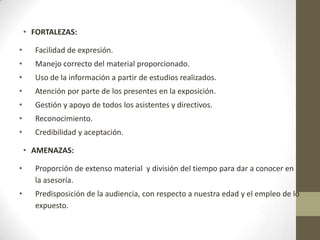 Los espectadores no fueron más de 25.OPORTUNIDADES:Compartir con la muestra de esta población.