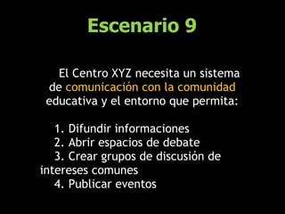 El Centro XYZ necesita un sistema de  comunicación con la comunidad  educativa y el entorno que permita: 1. Difundir infor...