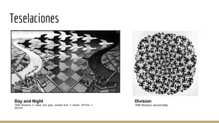 Teselaciones
Day and Night
1938 Woodcut in black and grey, printed from 2 blocks. 677mm x
391mm.
Division
1956 Woodcut, se...