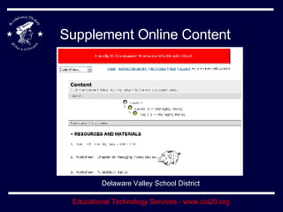 Supplement Online Content Delaware Valley School District 