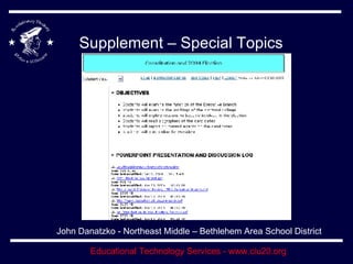 Supplement – Special Topics John Danatzko - Northeast Middle – Bethlehem Area School District 