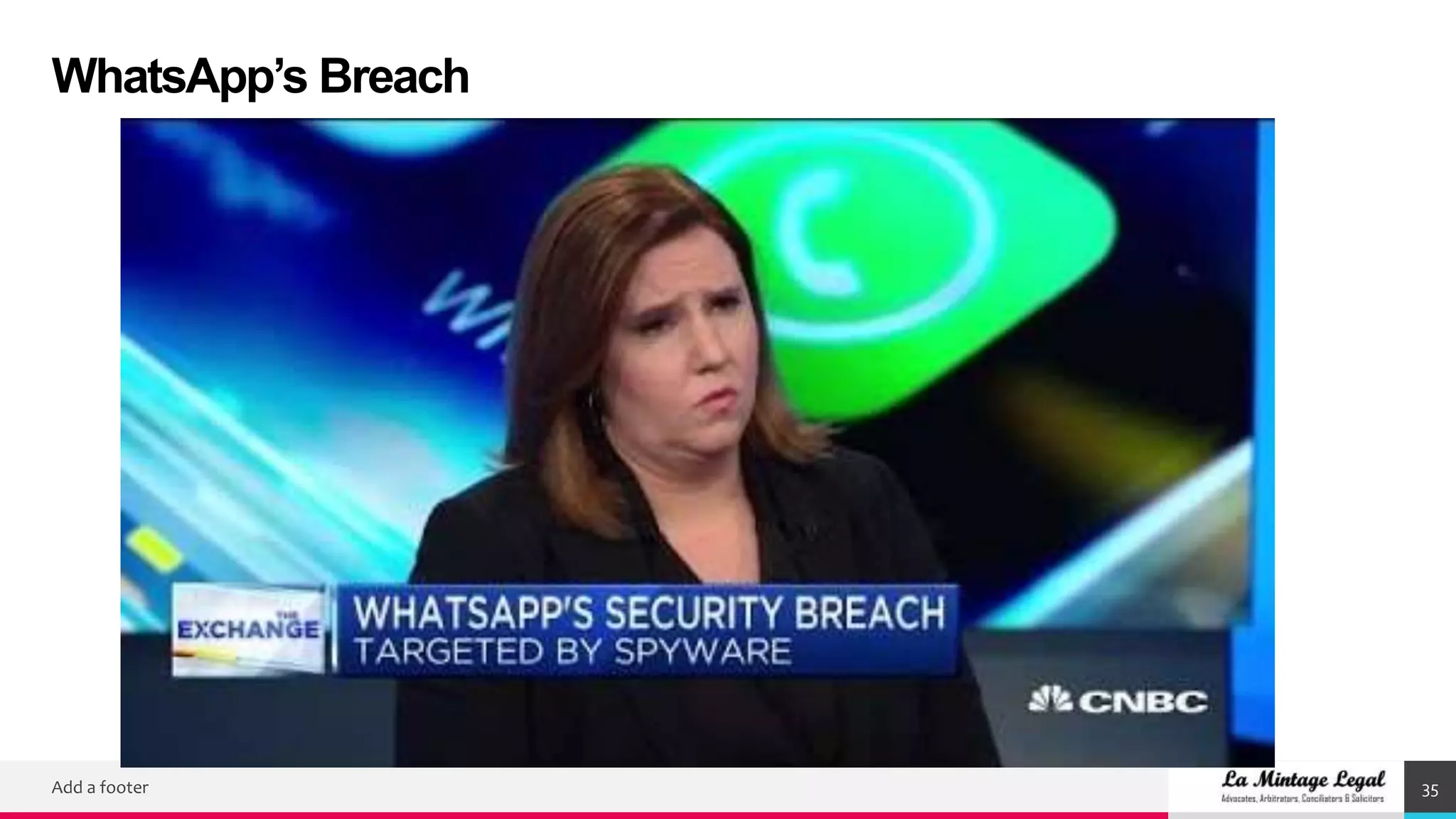 WhatsApp’s Breach
Add a footer 35
 