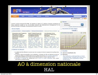 AO à dimension nationale
                                 HAL
mercredi 2 juin 2010                              43
 