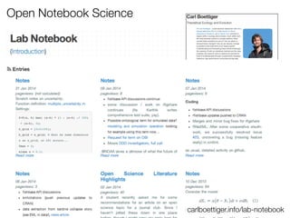 Open Notebook Science

carlboettiger.info/lab-notebook

 