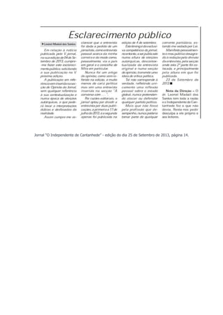 Jornal “O Independente de Cantanhede” - edição do dia 25 de Setembro de 2013, página 14.

 