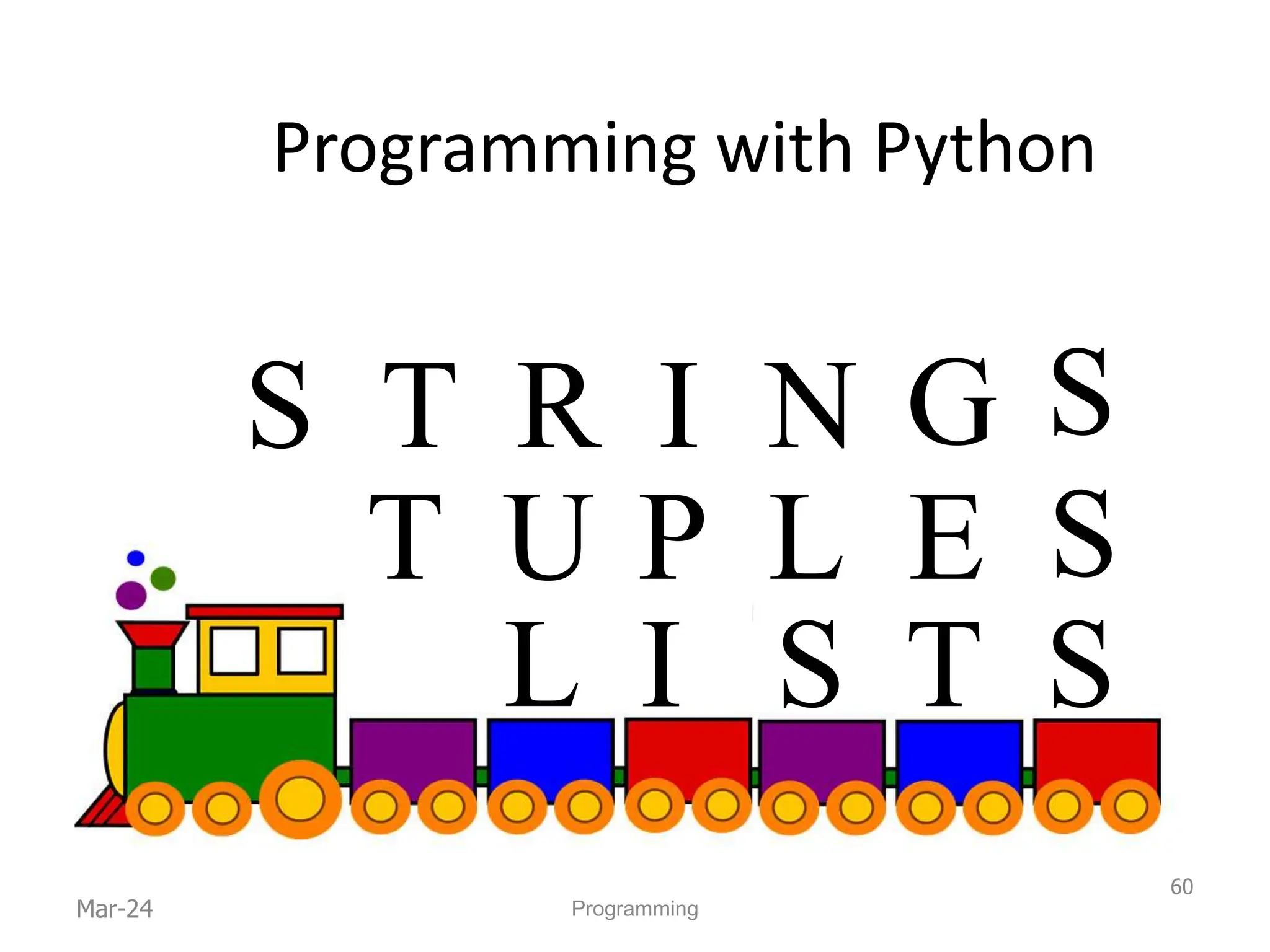 Programming with Python
Mar-24
60
Programming
T U E
P L S
L I S
S T
S T N
R I G S
 