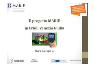 Il	progetto MARIE	
in	Friuli	Venezia Giulia

Work in progress

Trieste, 13/02/2014

 