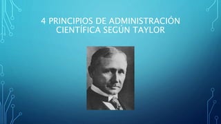 4 PRINCIPIOS DE ADMINISTRACIÓN
CIENTÍFICA SEGÚN TAYLOR
 