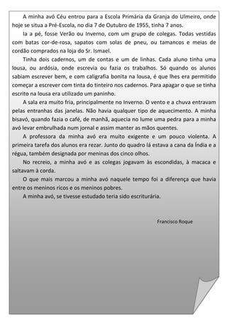 Escola  no tempo dos meus avós