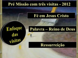 Pré Missão com três visitas - 2012

Fé em Jesus Cristo
Palavra – Reino de Deus

Ressurreição

 