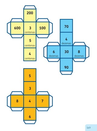 169
200
600 3
5
4
100
centenas
centenas
centenas
70
6
4
30
90
8
dezenas
dezenas dezenas
centenas
5
8
3
4
6
7
centenas
 