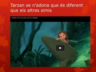 Tarzan se n’adona que és diferent
que els altres simis
 