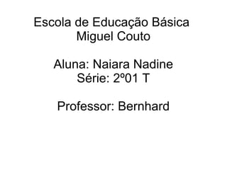 Escola de Educação Básica
       Miguel Couto

   Aluna: Naiara Nadine
       Série: 2º01 T

   Professor: Bernhard
 
