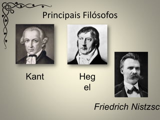 Principais Filósofos
Kant Heg
el
Friedrich Nistzsch
 
