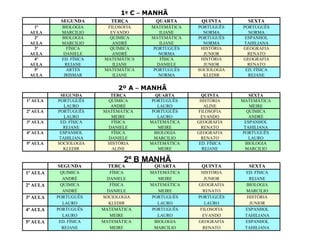 Nossos Horários -20111º A – MANHÃ1º B – MANHÃ