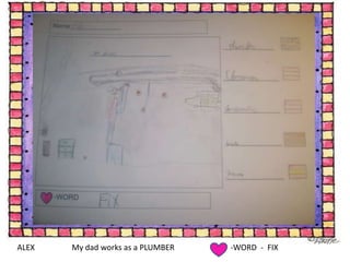 ALEXMy dad worksas a PLUMBER-WORD  -  FIX