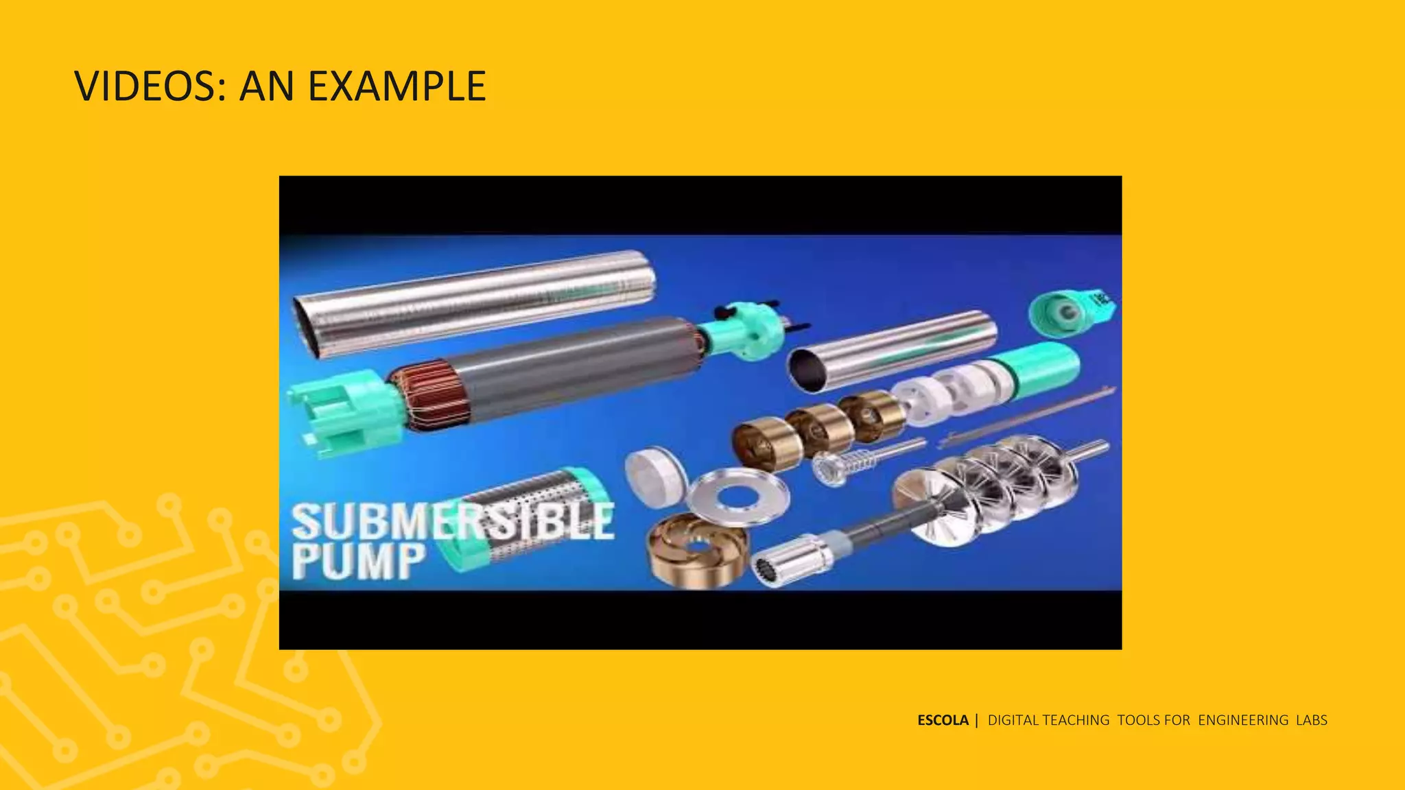 VIDEOS: AN EXAMPLE
ESCOLA | DIGITAL TEACHING TOOLS FOR ENGINEERING LABS
 
