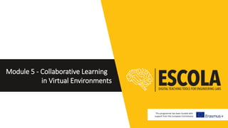 Module 5 - Collaborative Learning
in Virtual Environments
This programme has been funded with
support from the European Commission
 