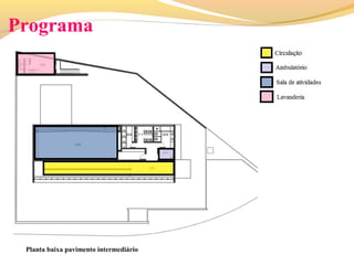 Programa
Planta baixa pavimento intermediário
 