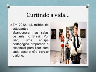 Curtindo a vida...
O Em 2012, 1,6 milhão de
estudantes
abandonaram as salas
de aula no Brasil. Por
isso, uma equipe
pedagógica preparada é
essencial para lidar com
cada caso e não perder
o aluno.
 
