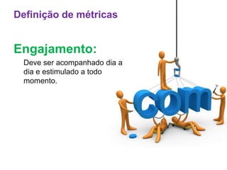 Definição de métricas

Engajamento:
Deve ser acompanhado dia a
dia e estimulado a todo
momento.

www.fernandosouza.com.br

 
