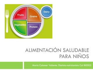 ALIMENTACIÓN SALUDABLE PARA NIÑOS María Colomer Valiente. Dietista-nutricionista Col IB0005 