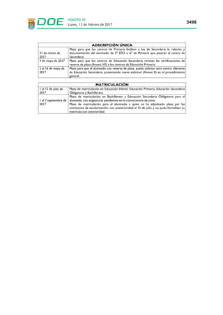 Lunes, 13 de febrero de 2017
3498
NÚMERO 30
 