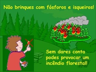 Não brinques com fósforos e isqueiros! Sem dares conta podes provocar um incêndio florestal! 