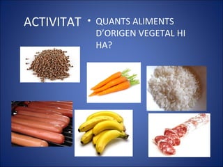 ACTIVITAT • QUANTS ALIMENTS
D’ORIGEN VEGETAL HI
HA?
 
