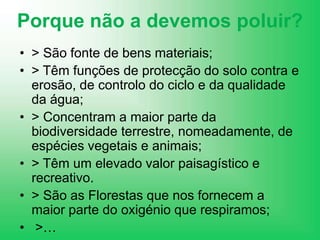 Porque não a devemos poluir?> São fonte de bens materiais;