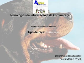 Tecnologias da informação e da Comunicação 
Rottweiler 
Tipo de raça: 
Trabalho realizado por: 
Thales Morais nº 23 
Professor: Francisco Martins 
 