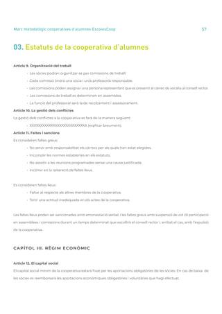 annual report 2020 57
Marc metodològic cooperatives d’alumnes EscolesCoop
03. Estatuts de la cooperativa d’alumnes
Article...