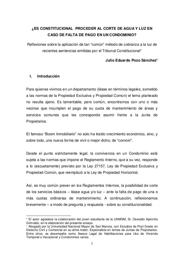 ¿Es constitucional proceder al corte de agua y luz en caso 