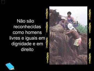 Não são reconhecidas como homens livres e iguais em dignidade e em direito 