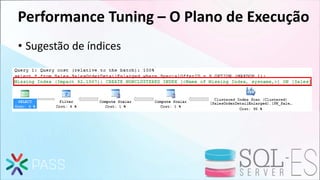 Performance Tuning – O Plano de Execução
• Sugestão de índices
 