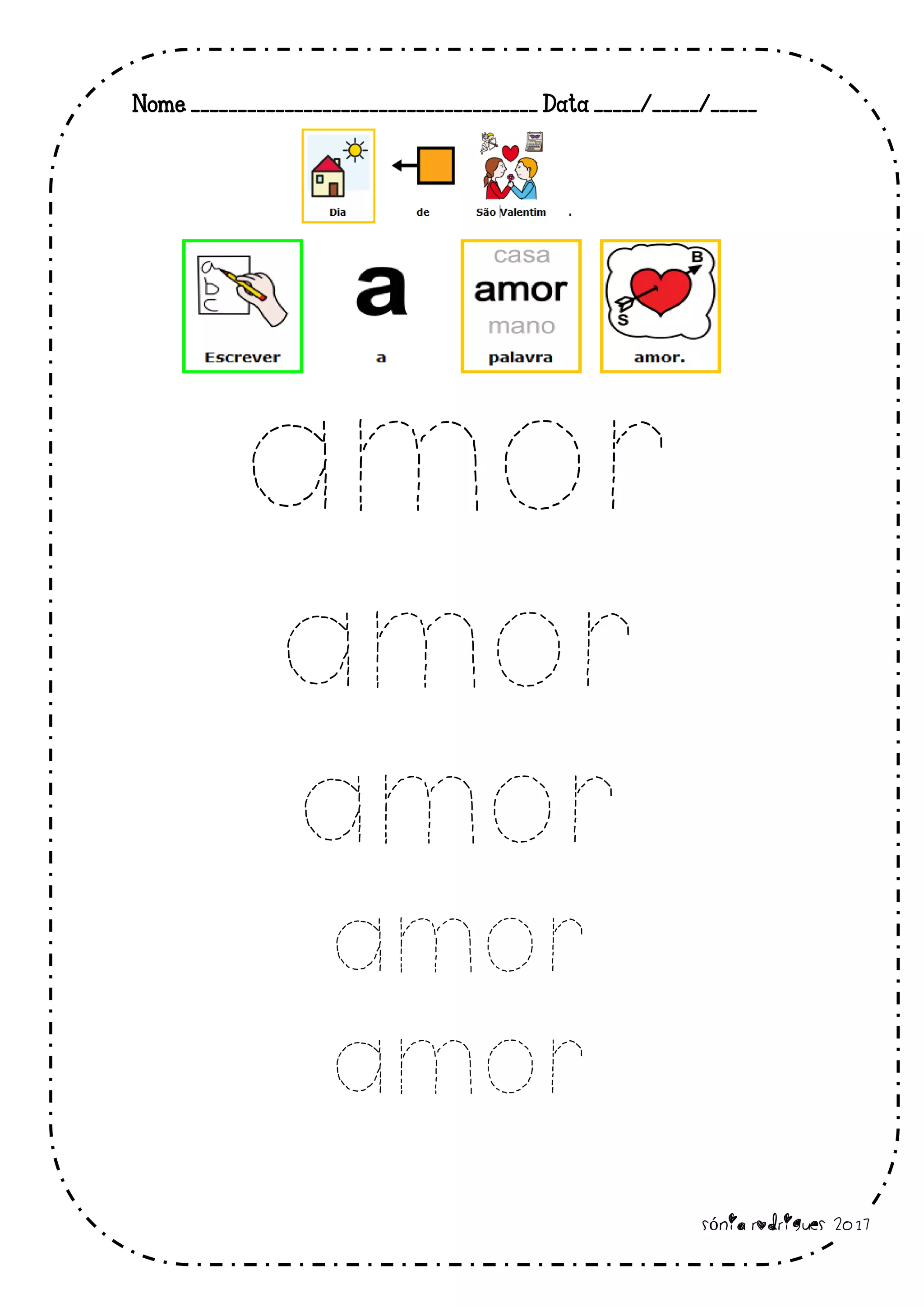 Ficha funcional - Escrever a palavra amor | PDF