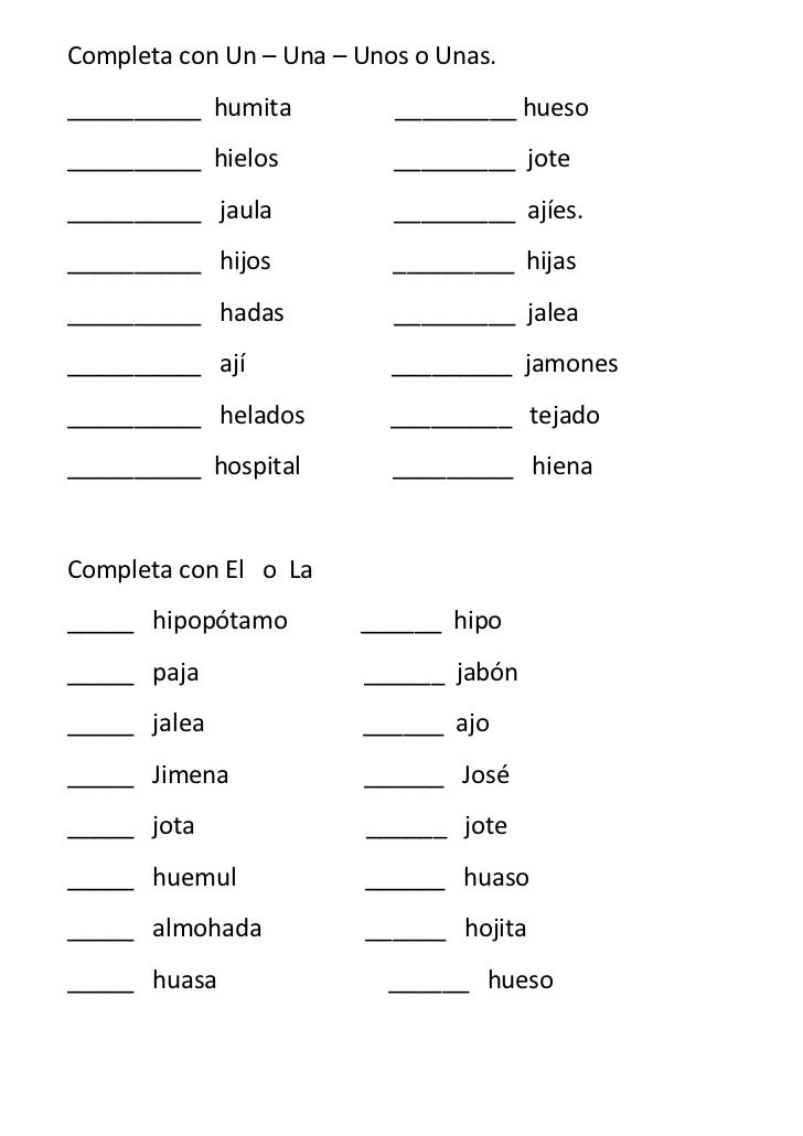 Escribe la palabra y antepone los artículos el