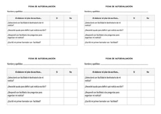 FICHA DE AUTOEVALUACIÓN
FICHA DE AUTOEVALUACIÓN
FICHA DE AUTOEVALUACIÓN
FICHA DE AUTOEVALUACIÓN
 