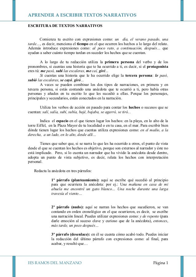 Escribir Textos Narrativos
