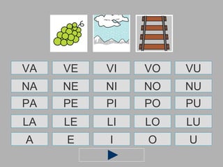 NA NE NI NO NU LA LE LI LO LU PA PE PI PO PU A E I O U VA VE VI VO VU 