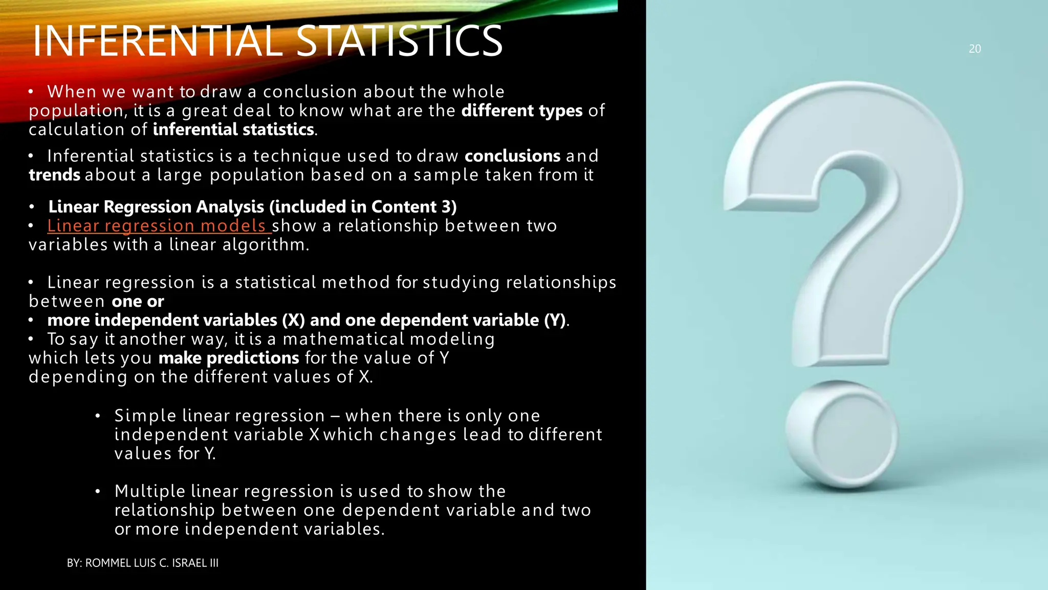 DESCRIPTIVE AND INFERENTIAL STATISTICS | PPTX | Physics | Science