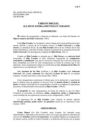 Escrito 56 los siete otorgamientos de cristo miguel | DOC