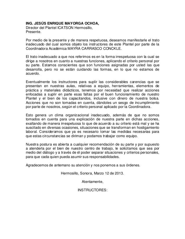 Escrito Dirigido Al Director