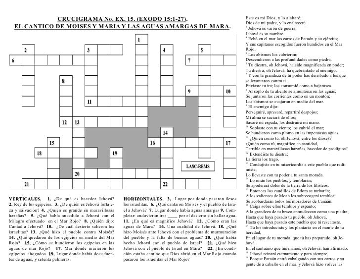 ESCRITO ESTA EN ACCION. EXODO 15127. (EX. No. 15). EL CANTICO DE MO…
